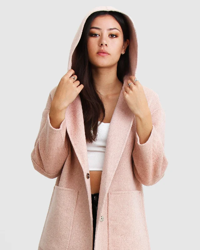 Comfortable And Casual Walk This Way Wool Blend Oversized Coat - Blush Pink