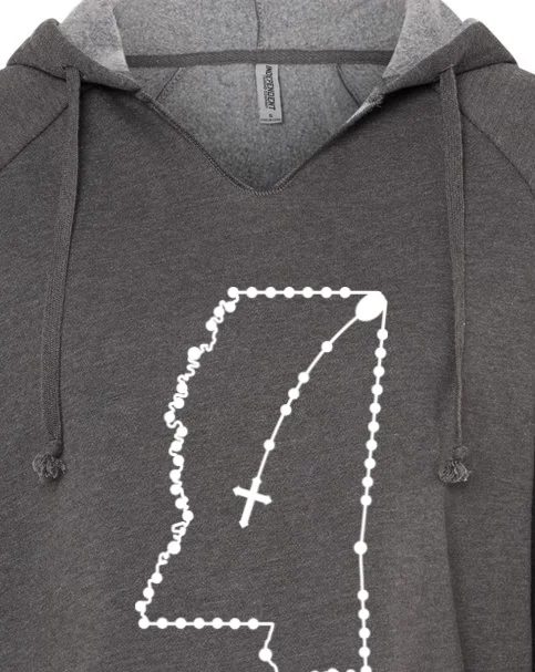 Cozy Fashions Mississippi Catholic Rosary Drop Hoodie