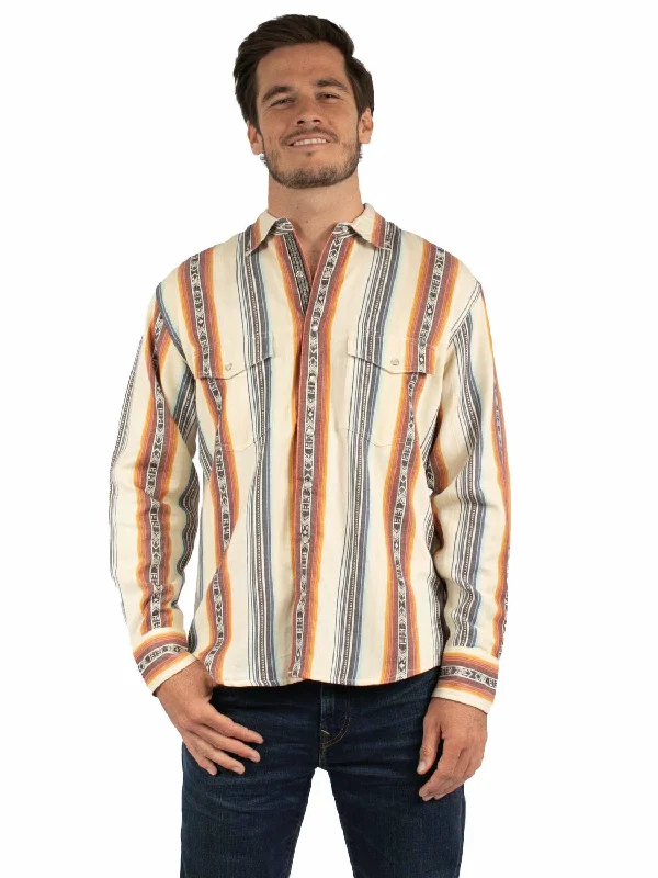 Classic Series Scully Mens Striking Southwest Ivory 100% Cotton L/S Shirt