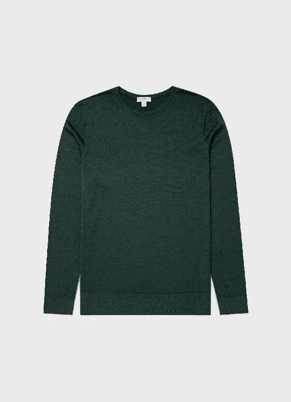 Elegant Design Men's Extra-Fine Merino Crew Neck in Drill Green